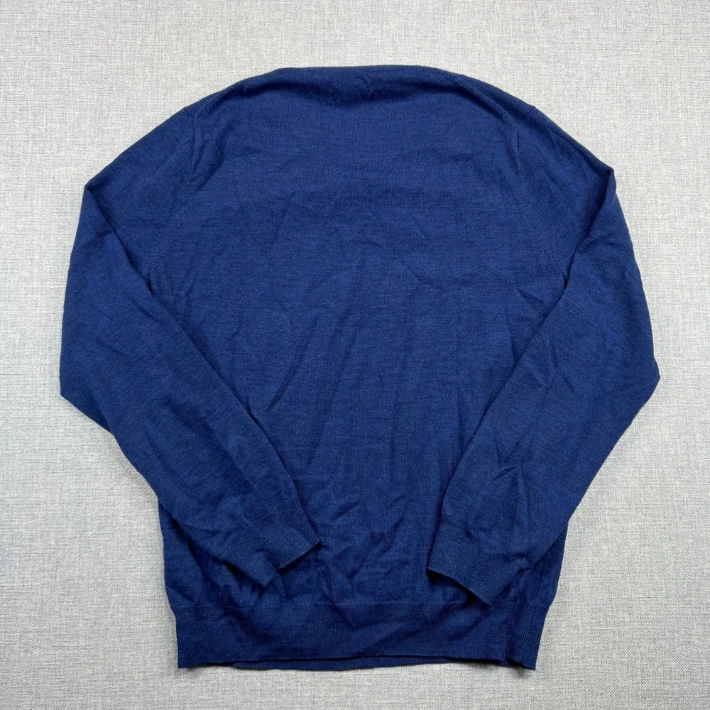J.Crew Merino Wool Crewneck Sweater Men M Blue Lightweight Knit Preppy‎ Soft Ivy